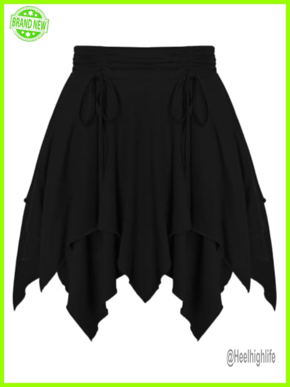 Renaissance Pirate Skirt Asymmetrical Mini Handkerchief Hem Built-in Short Liner